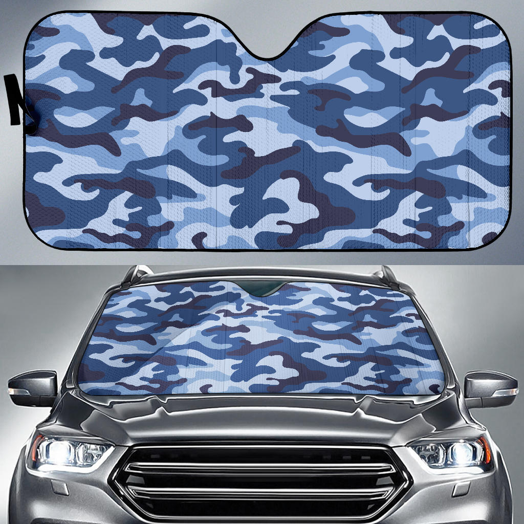 Blue Camo Camouflage Pattern Car Sun Shade