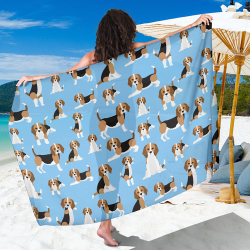 Beagle Dog Blue Background Pattern Sarong