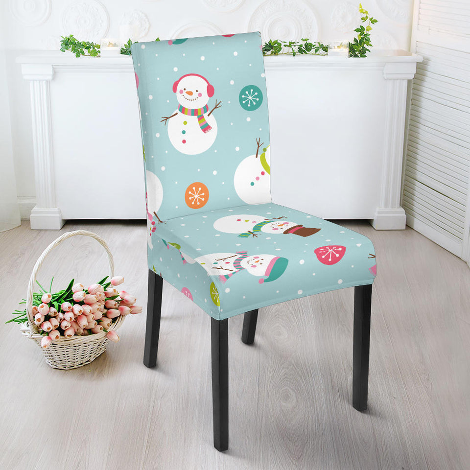 Cute Snowman Snowflake Pattern Dining Chair Slipcover