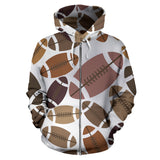 American Football Ball Pattern Zip Up Hoodie