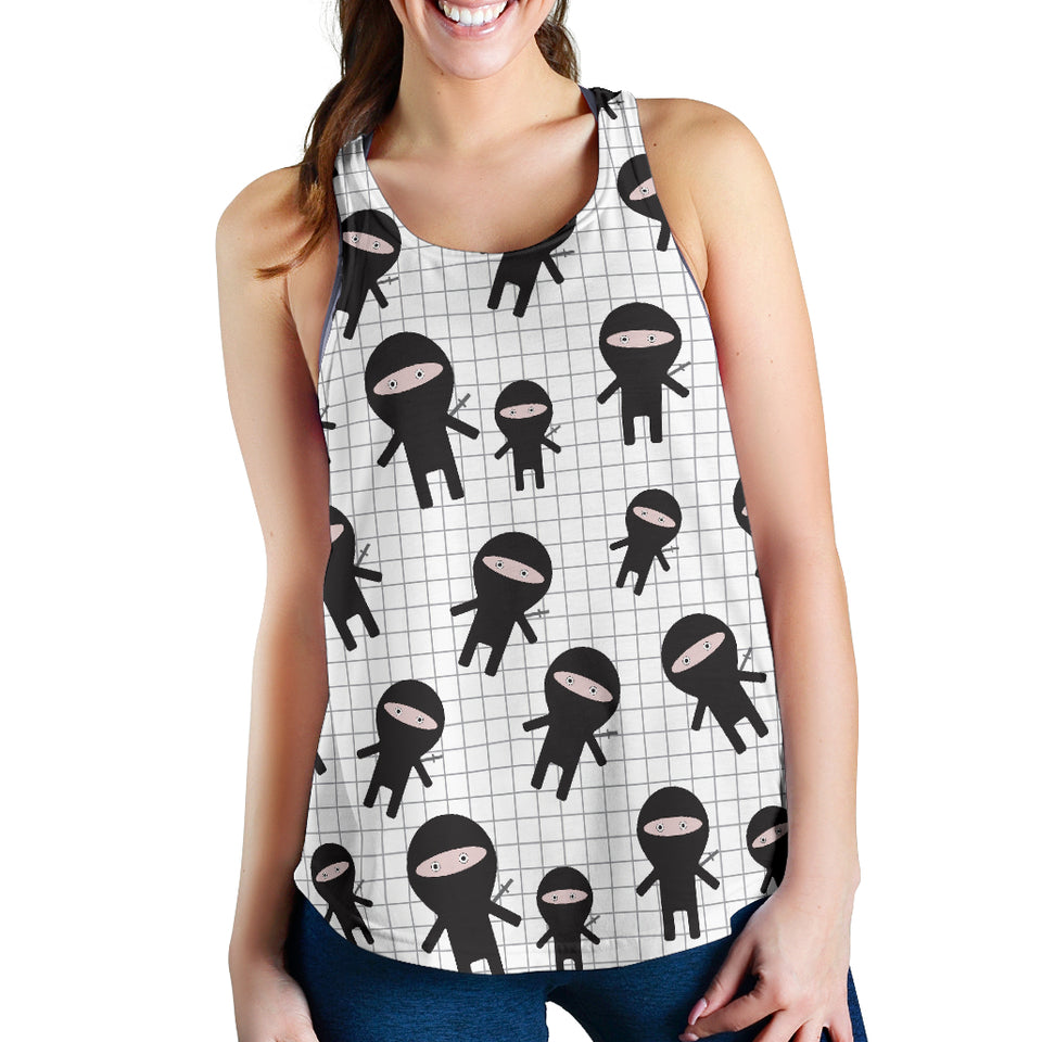 Ninja pattern plaid background Women Racerback Tank Top