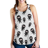Ninja pattern plaid background Women Racerback Tank Top