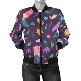 Beautiful Mermaid Fish Jellyfish Algae Other Marine World Women'S Bomber Jacket