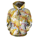 Cool Bee Honeycomb Leaves Pattern Zip Up Hoodie