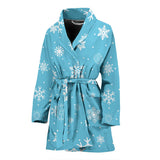 Snowflake Pattern Blue Background Women'S Bathrobe