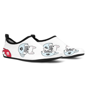 French Bulldog Cup Paw Pattern Aqua Shoes