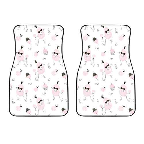 Poodle Dog Rose Cake Pattern Front Car Mats