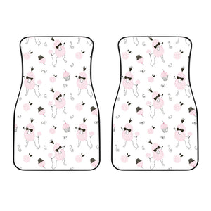 Poodle Dog Rose Cake Pattern Front Car Mats