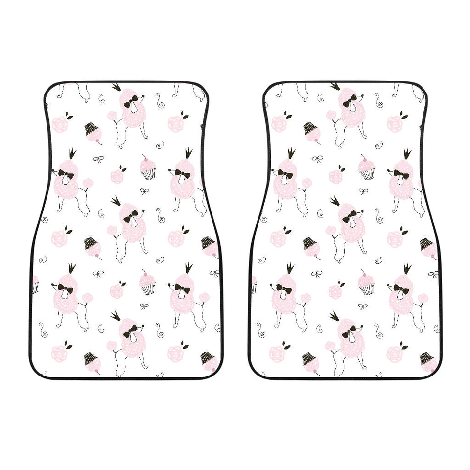Poodle Dog Rose Cake Pattern Front Car Mats