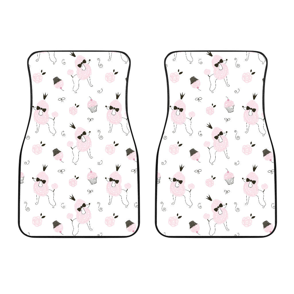 Poodle Dog Rose Cake Pattern Front Car Mats