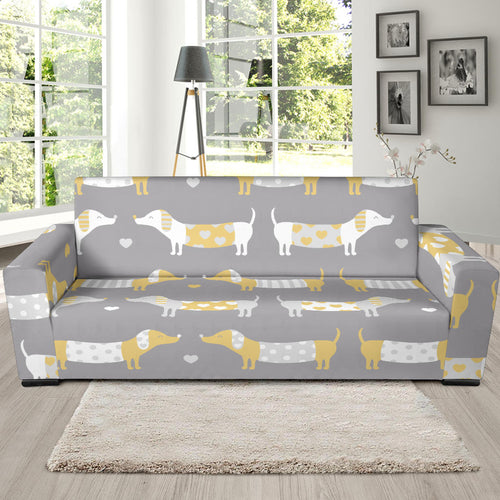Cute Dachshund Dog Pattern Sofa Slipcover