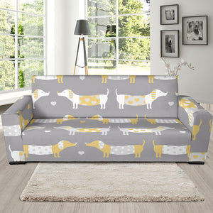 Cute Dachshund Dog Pattern Sofa Slipcover
