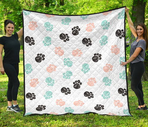 Dog Paws Pattern Print Design 04 Premium Quilt