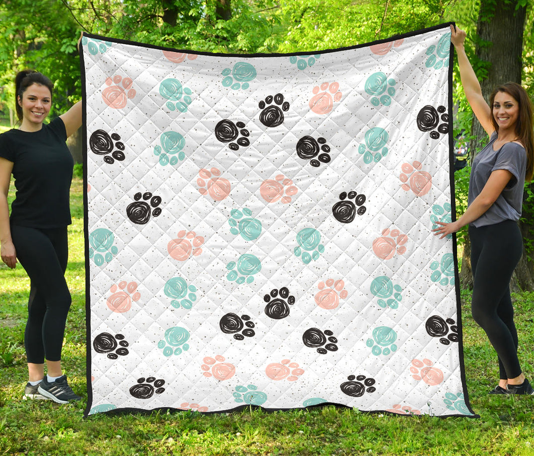 Dog Paws Pattern Print Design 04 Premium Quilt