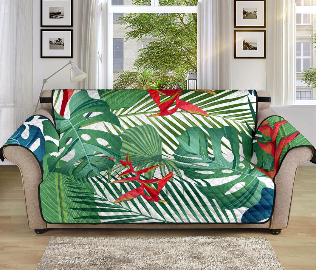 heliconia palm and monstera  leaves pattern Sofa Cover Protector