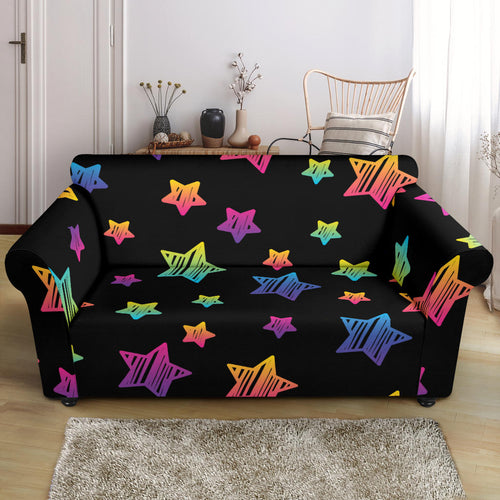 Colorful Star Pattern Loveseat Couch Slipcover