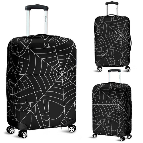 Spider Web Pattern Black Background White Cobweb Luggage Covers