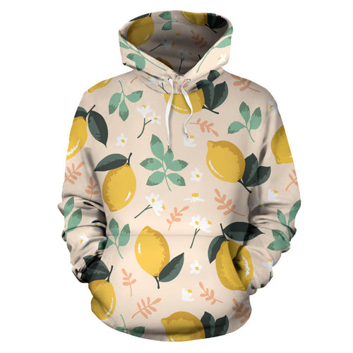 Lemon Flower Leave Pattern Men Women Pullover Hoodie