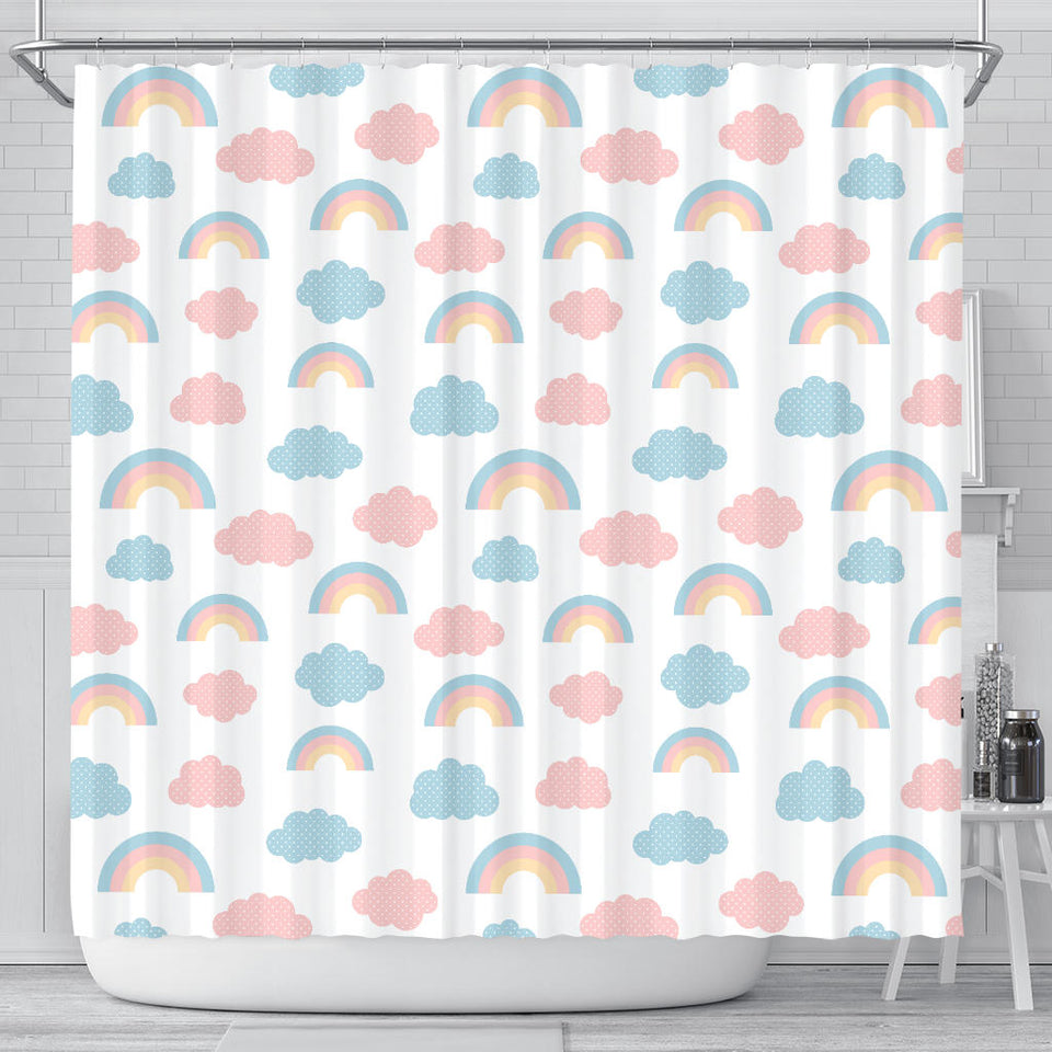 Cute Rainbow Clound Pattern Shower Curtain Fulfilled In US