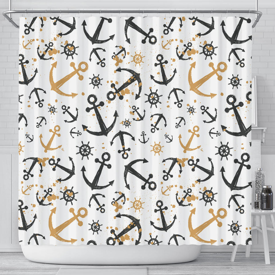 Anchors Rudders Pattern Shower Curtain Fulfilled In US