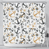 Anchors Rudders Pattern Shower Curtain Fulfilled In US