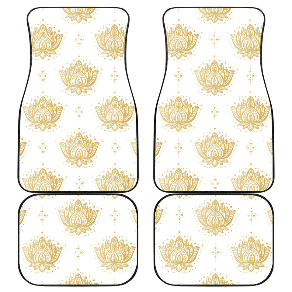 Gold Ornamental Lotue Waterlily Symbol Pattern Front And Back Car Mats