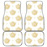 Gold Ornamental Lotue Waterlily Symbol Pattern Front And Back Car Mats