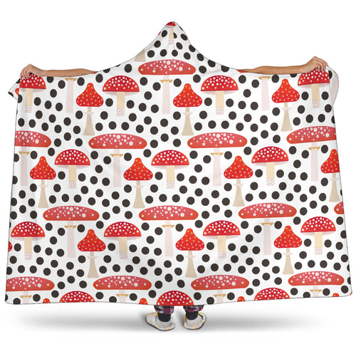 Red Mushroom Dot Pattern Hooded Blanket