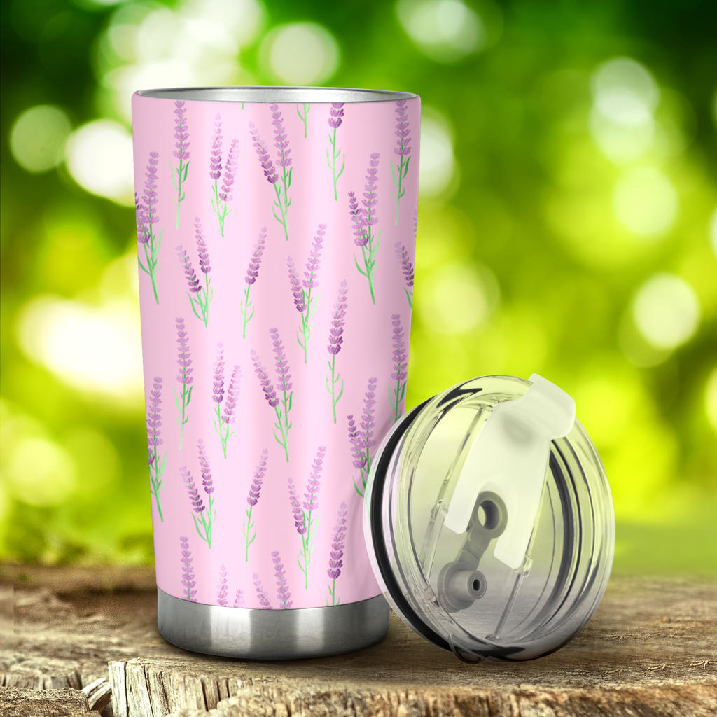 Lavender Pattern Pink Background Tumbler