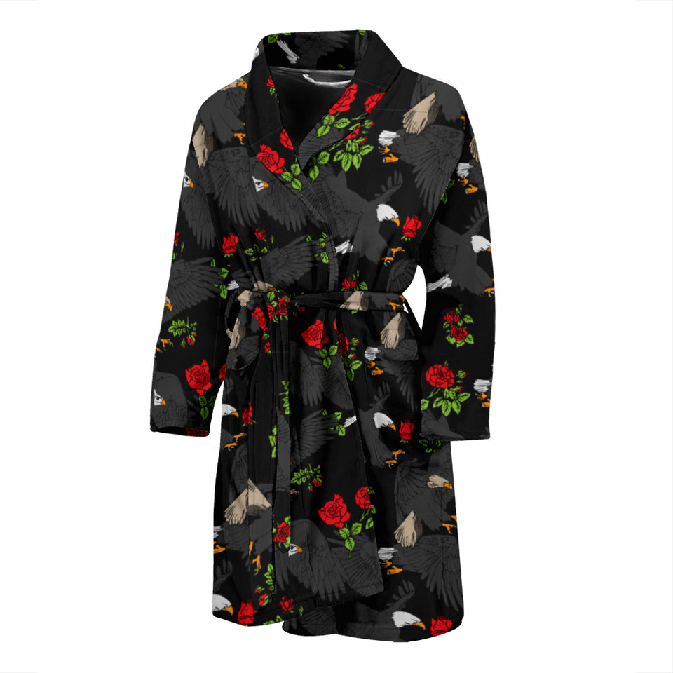 Eagle Pattern Print Design 04 Men's Bathrobe