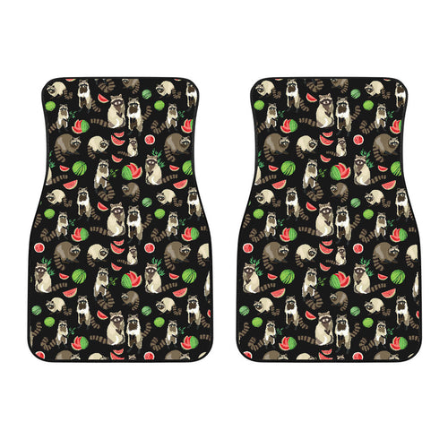 Raccoon Watermelon Pattern Front Car Mats
