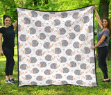 Hedgehog Pattern Print Design 04 Premium Quilt