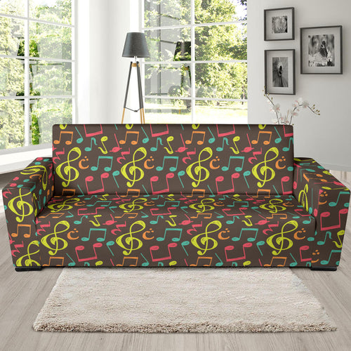 Music Notes Pattern Print Design 05 Sofa Slipcover