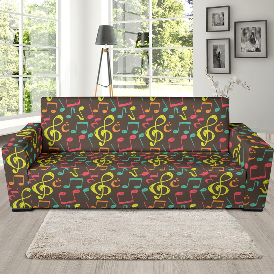 Music Notes Pattern Print Design 05 Sofa Slipcover