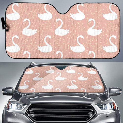 Swan Flower Light Pink Background Car Sun Shade