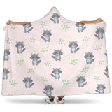 Cute Raccoons Leaves Pattern Hooded Blanket