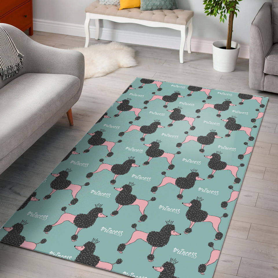 Poodle Dog Green Background Area Rug