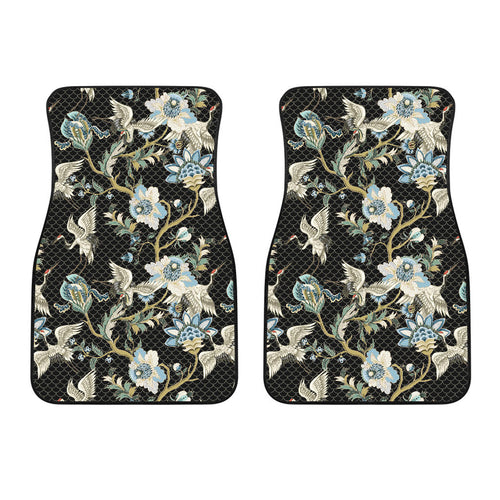 Japanese Crane Ornament Elements Front Car Mats