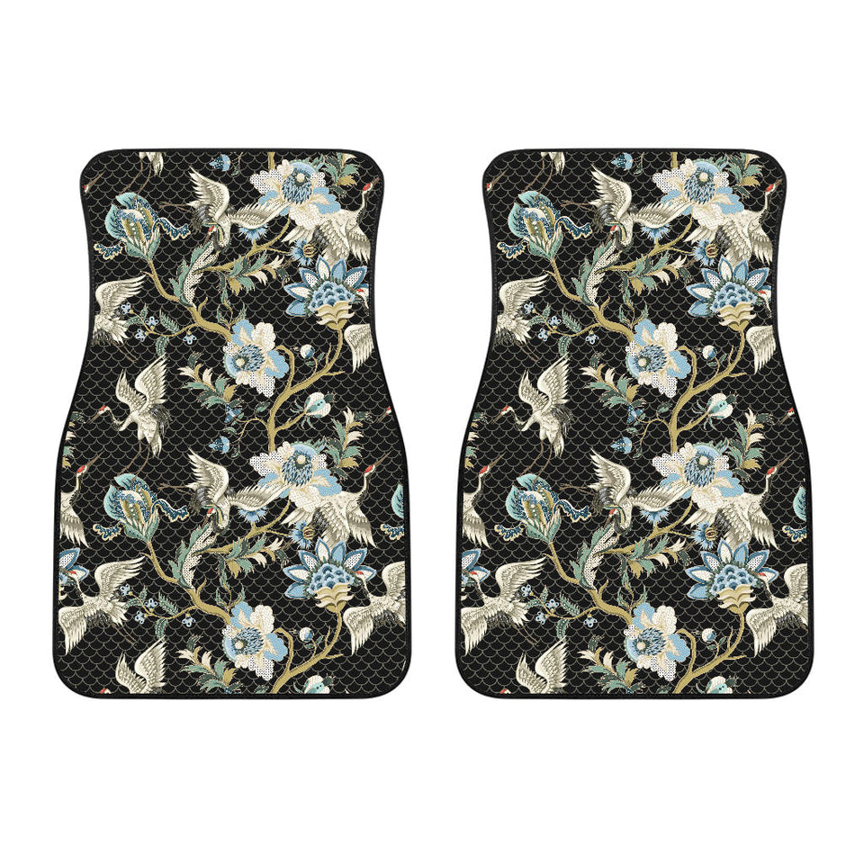 Japanese Crane Ornament Elements Front Car Mats