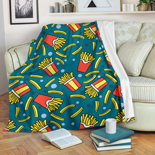 French Fries Red Paper Box Pattern Premium Blanket