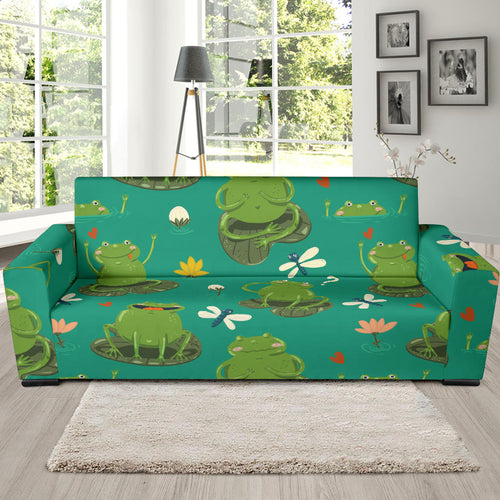 Cute Frog Dragonfly Design Pattern Sofa Slipcover