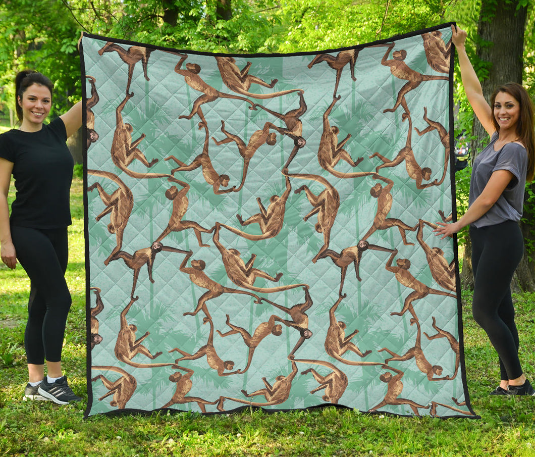 Monkey Palm Tree Background Premium Quilt