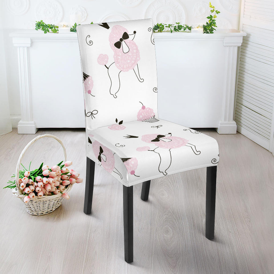 Poodle Dog Rose Cake Pattern Dining Chair Slipcover