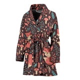 Fox Leaves Mushroom Pattern Women'S Bathrobe