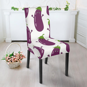 Eggplant Pattern Print Design 01 Dining Chair Slipcover