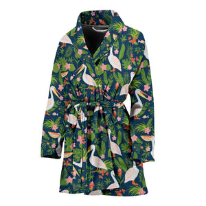 Pelican Pattern Print Design 05 Women's Bathrobe