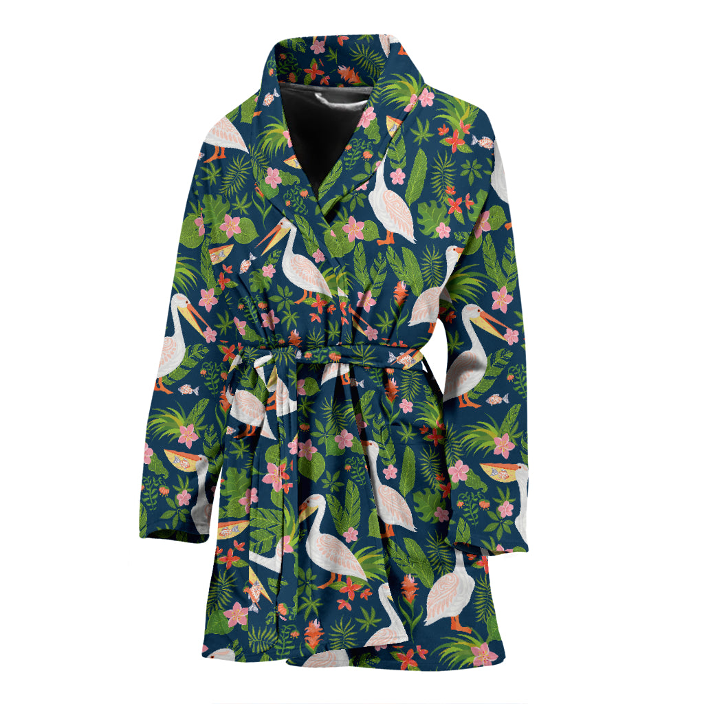 Pelican Pattern Print Design 05 Women's Bathrobe