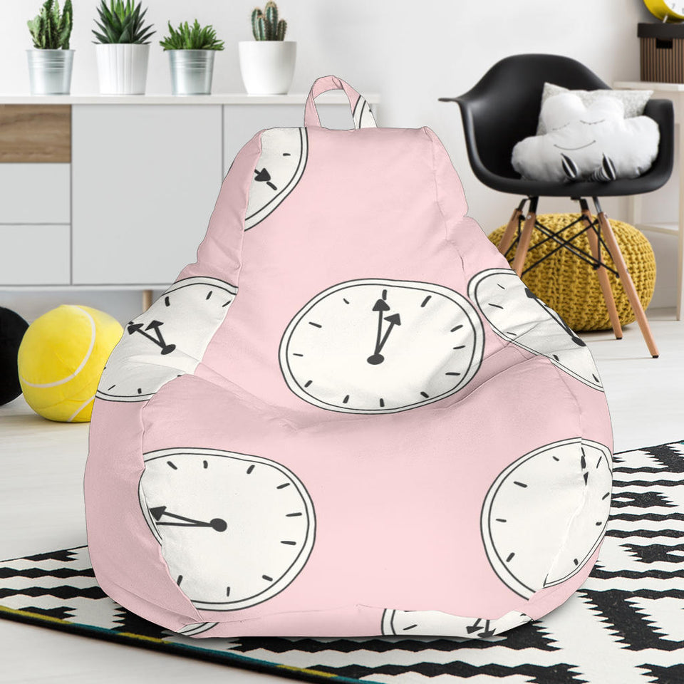 Clock Pattern Pink Blackground Bean Bag Cover