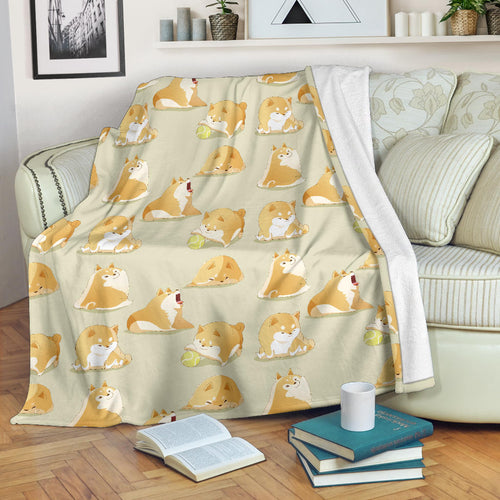 Cute Fat Shiba Inu Dog Pattern Premium Blanket