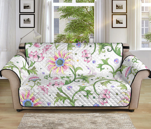 Beautiful pink lotus waterlily leaves pattern Sofa Cover Protector